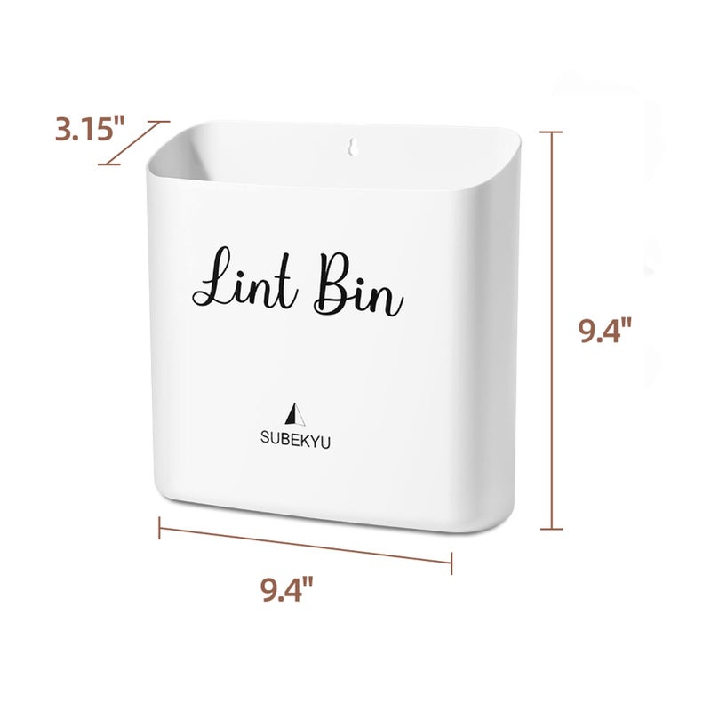 SUBEKYU Magnetic Lint Bin for Laundry Room, Small Waste Bin or Laundry Storage Container for Hanging on Dryer/Washer/Wall, 0.85 Gallon, White - Image 2